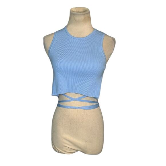 Bershka light blue ribbed knit crop top size Large - Picture 10 of 14